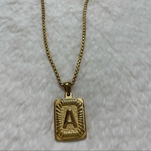 Jewelry - A, B Initial Necklace_Square Shape